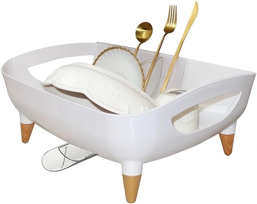 Dish Drying Rack, Modern Sink Drainer with Strainer extenable spout, Pots & Pans