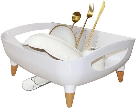 Dish Drying Rack, Modern Sink Drainer with Strainer extenable spout, Pots & Pans