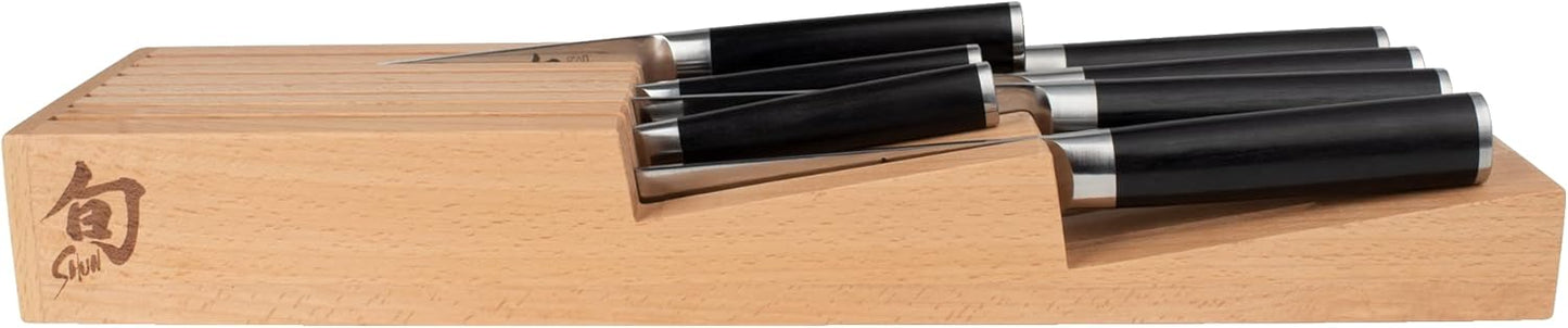 Drawer Knife Tray, 7 Slot Wooden Knife Holder, Genuine Beechwood