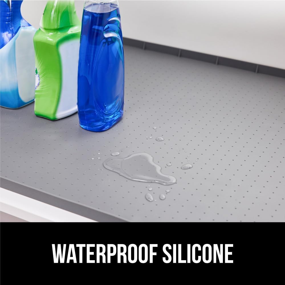 Waterproof Silicone Under Sink Mat with Raised Lip for Kitchen and Bathroom, 34 x 22 in