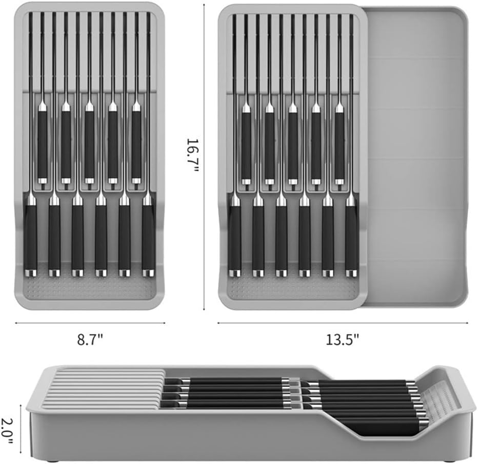 Expandable Knife Organizer for Drawer - Retractable and Adjustable Knife Block Holder Insert