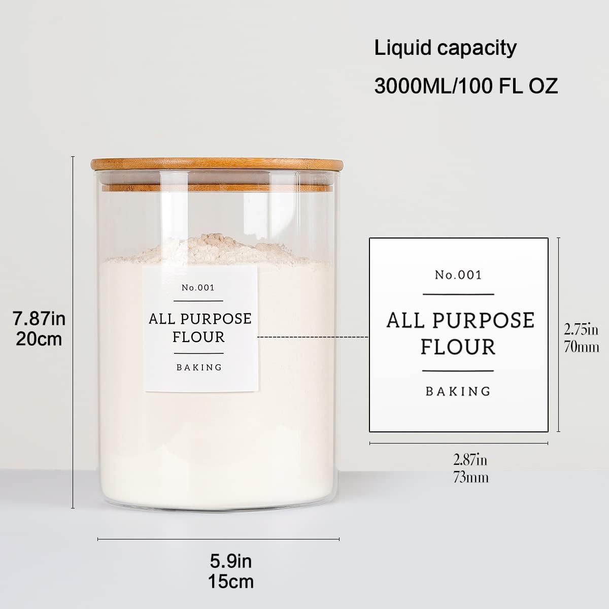 Large Glass Storage Jars With Airtight Bamboo Lid