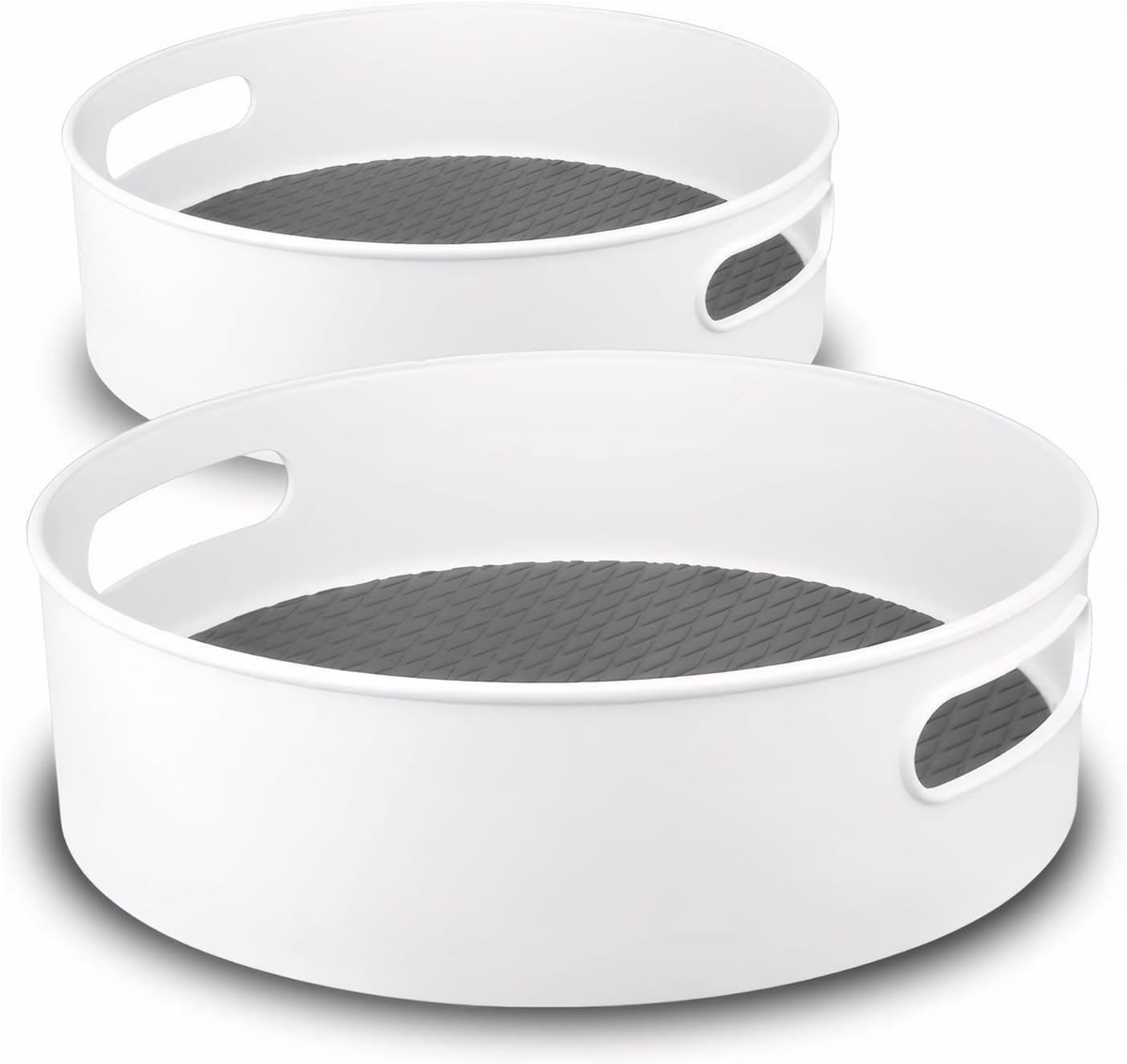 360° Rotating Lazy Susan Organizers, 2 Packs 9" and 12" Turntable Spice Rack Organisers for Kitchen Organization and Storage, Non-Slip Under Sink Organizer for Bathroom Pantry Cupboard