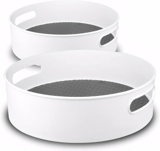 360° Rotating Lazy Susan Organizers, 2 Packs 9" and 12" Turntable Spice Rack Organisers for Kitchen Organization and Storage, Non-Slip Under Sink Organizer for Bathroom Pantry Cupboard