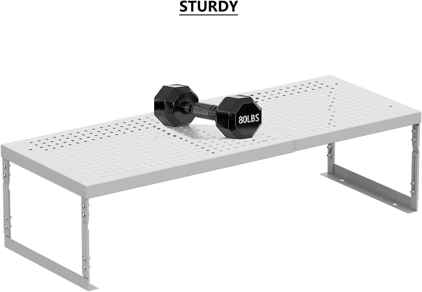 Stackable Expandable Metal Shelf Organizer - Adjustable Wire Storage Rack with Holes for Kitchen