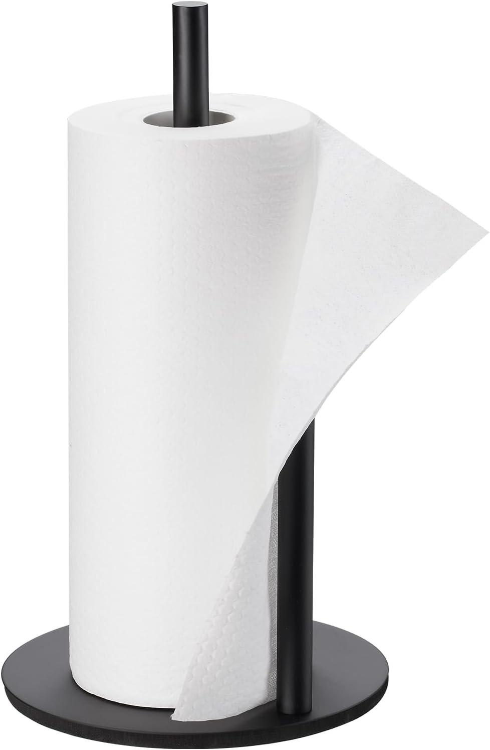 Paper Towel Holder Kitchen,Premium Stainless Steel Roll Dispenser,Countertop Paper Holder with Weighted Base, Black