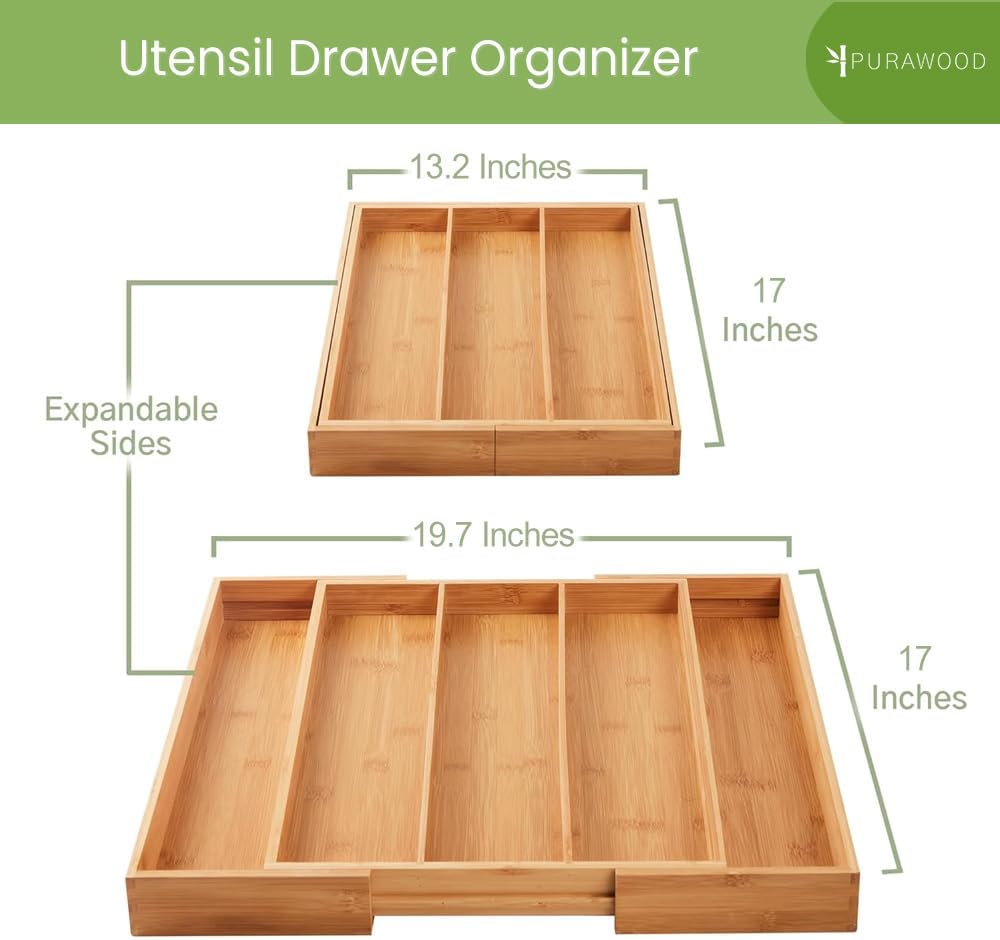 Kitchen Drawer Organizer - Expandable Utensil Drawer Organizer for Kitchen