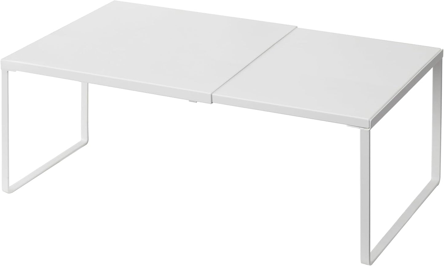 Cabinet Shelf Expandable Organizer Riser Rack for Kitchen Pantry Cupboard Under Sink Countertop Home Organization Extra Storage Space Saver Heavy Duty Metal Edgeless Design White Large
