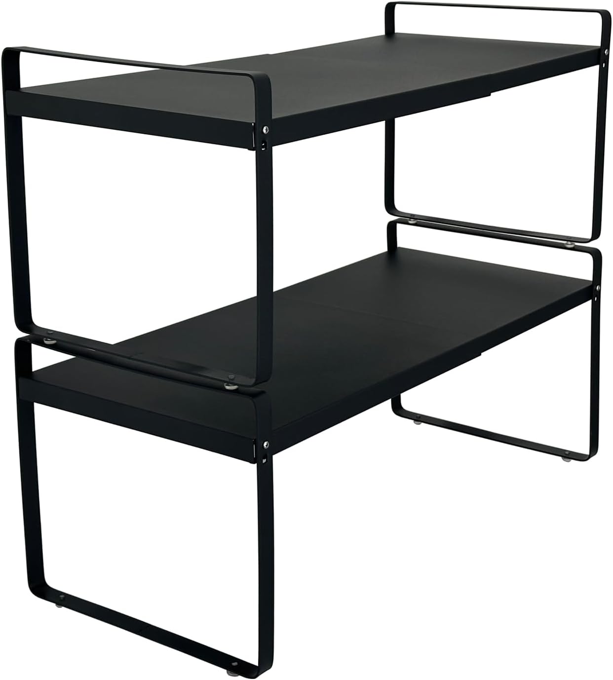 Set of 2 Expandable Cabinet Shelf Organizer, Black Kitchen Countertop Shelves