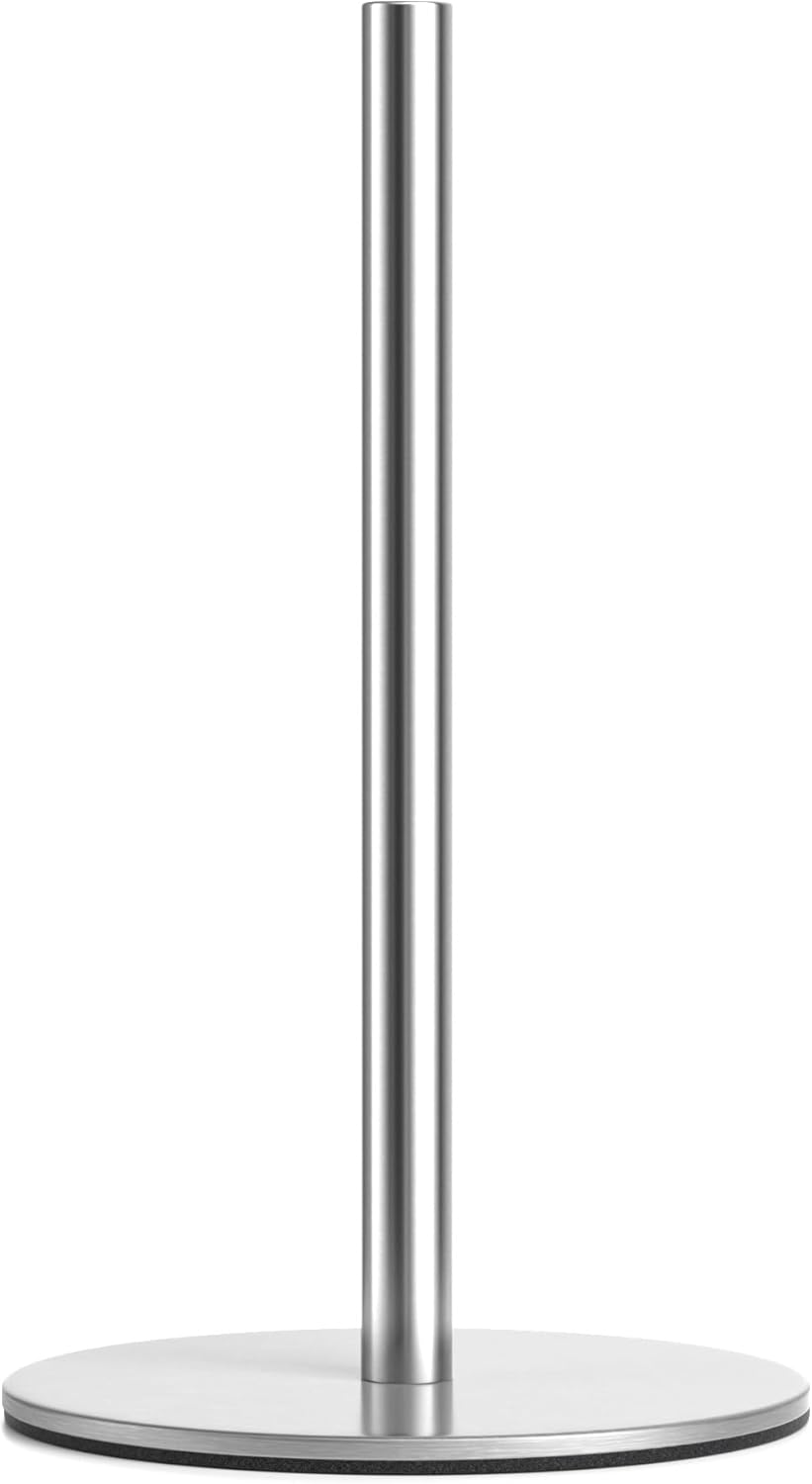 Silver Paper Towel Holder Free-Standing, Premium Stainless Steel Paper Rolls Organizer