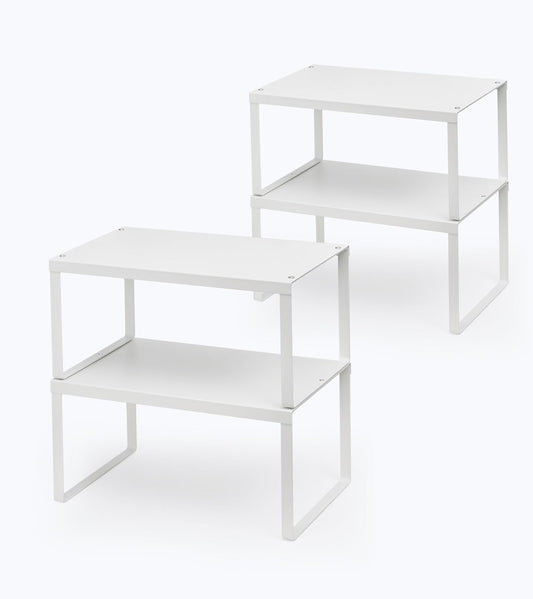 Cabinet Organizer Shelf, Set of 4 Cabinet Shelves, Stackable Metal Kitchen Counter Organizer