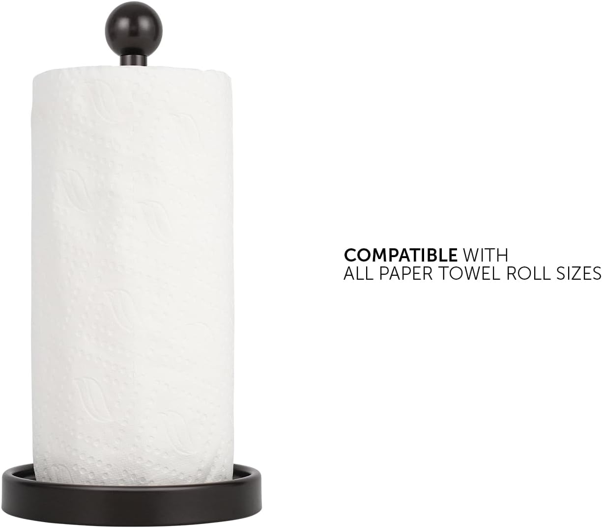 Countertop Paper Towel Holder - Modern Sleek Ball Minimalist Design - Color Oil Rubbed Bronze