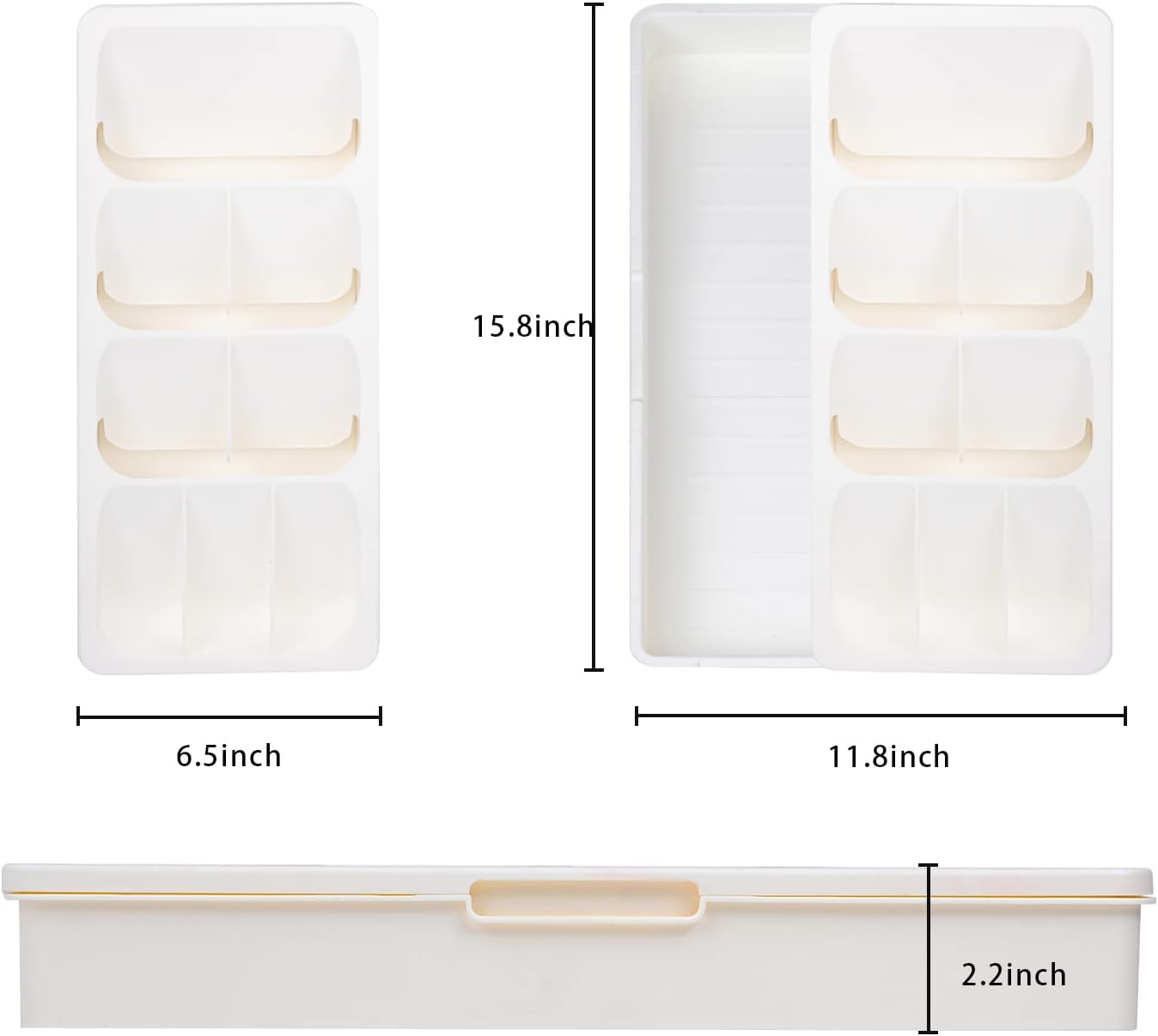 Kitchen Drawer Organizer Tray,Expandable Cutlery Silverware Organizer Storage Tray for Kitchen Drawer Flatware Spoons Forks,Creamy White