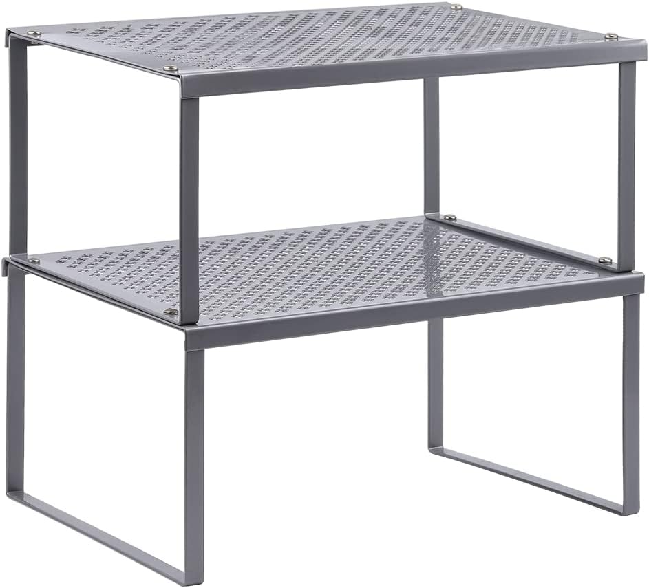 Kitchen Shelf Organizer for Counter Cupboard Pantry, Set of 2 Cabinet Shelf Organizer Spice Rack