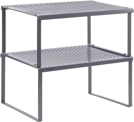 Kitchen Shelf Organizer for Counter Cupboard Pantry, Set of 2 Cabinet Shelf Organizer Spice Rack