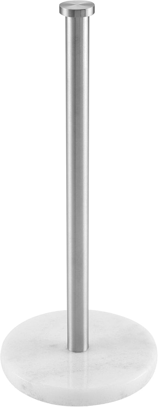 Paper Towel Holder Countertop, Paper Towel Roll Holder Stand for Kitchen with Natural Marble Base SUS304 Stainless Steel for Standard or Jumbo Rolls Brushed Finish, KPH100S14B-2