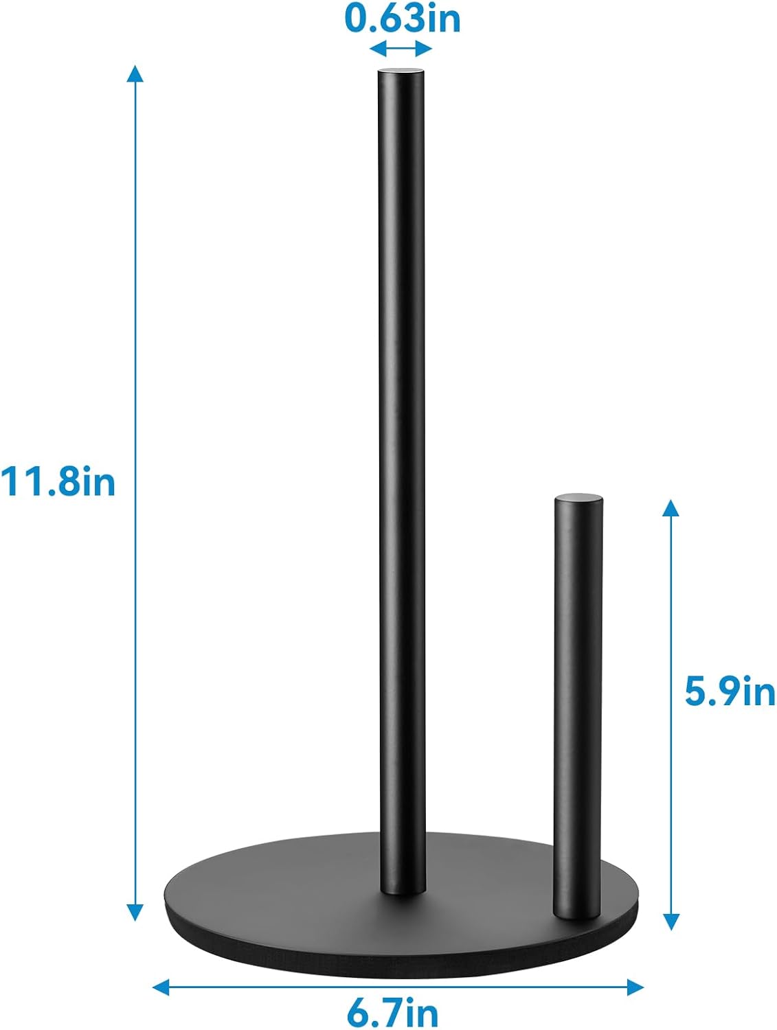 Paper Towel Holder Kitchen,Premium Stainless Steel Roll Dispenser,Countertop Paper Holder with Weighted Base, Black