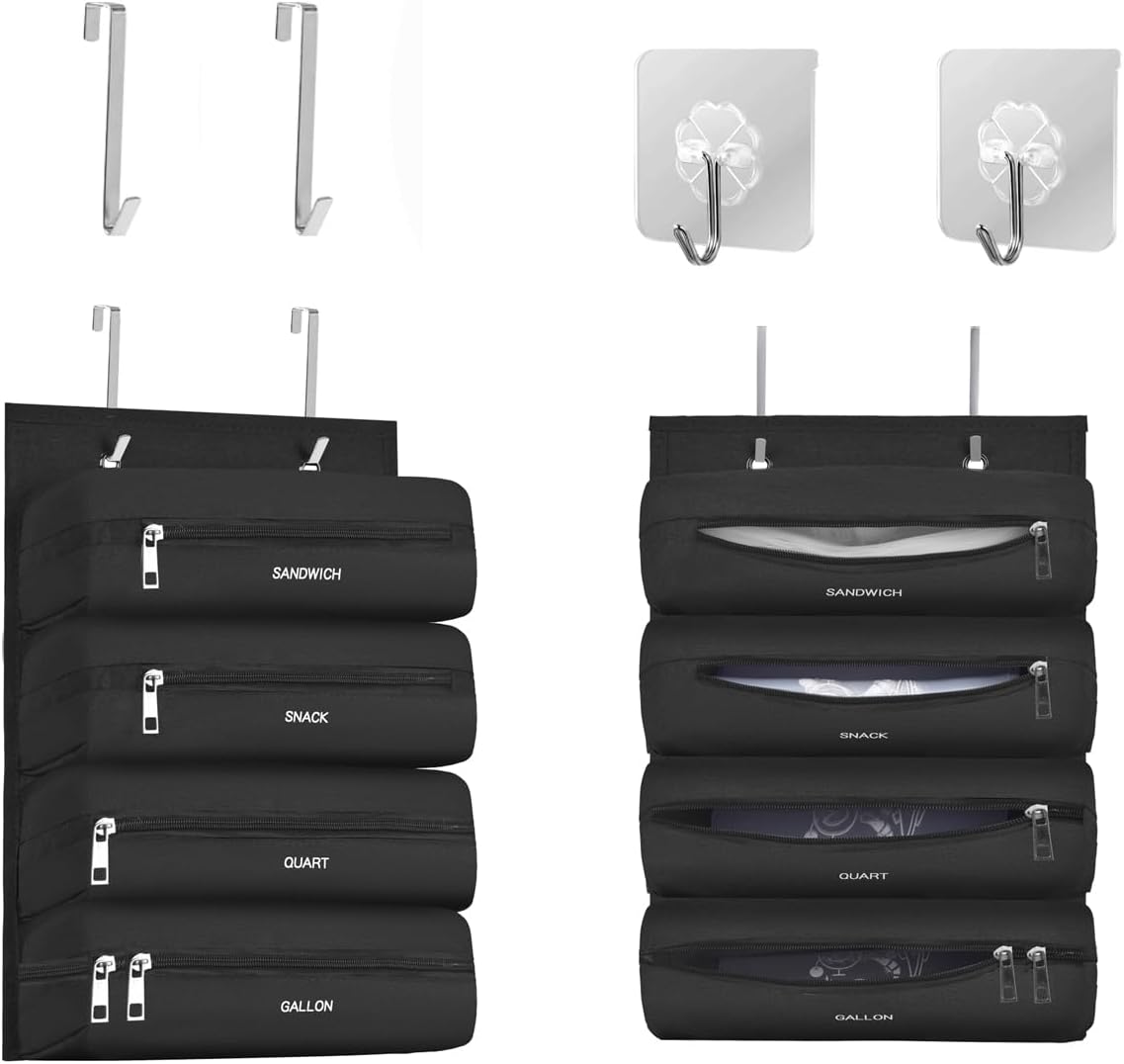 Zipper Bag Organizer Compatible with Gallon, Quart, Sandwich & Snack Food Storage Bag