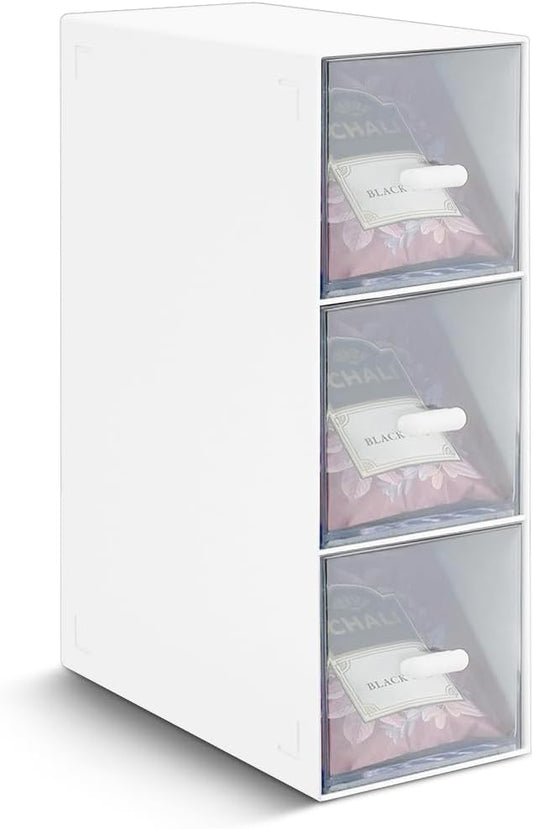 Plastic Tea Bag Organizer, Stackable Acrylic Tea Box with 3 Drawers