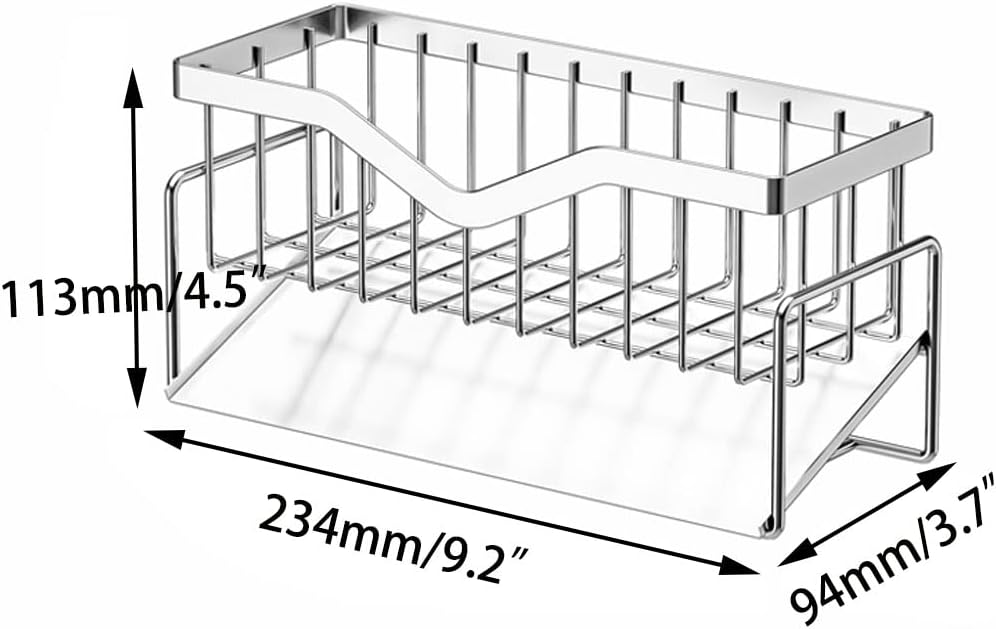Kitchen Sink Caddy Sponge Holder , 304 Stainless Steel Kitchen Soap Dispenser Caddy Organizer