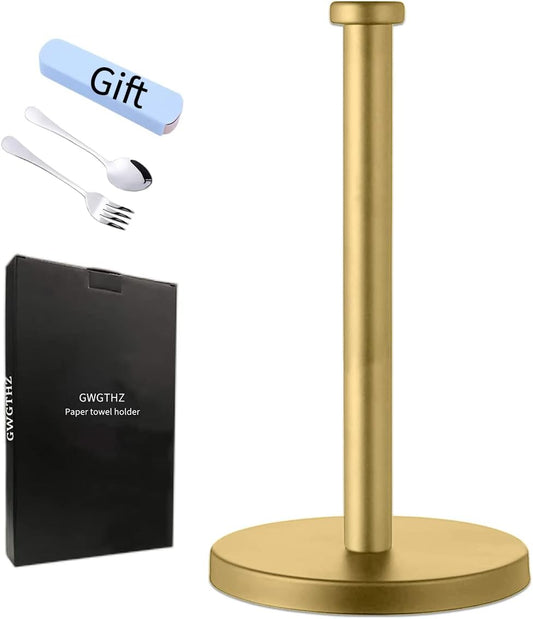 Stainless Steel Gold Paper Towel Holder Countertop for Kitchen Bathroom