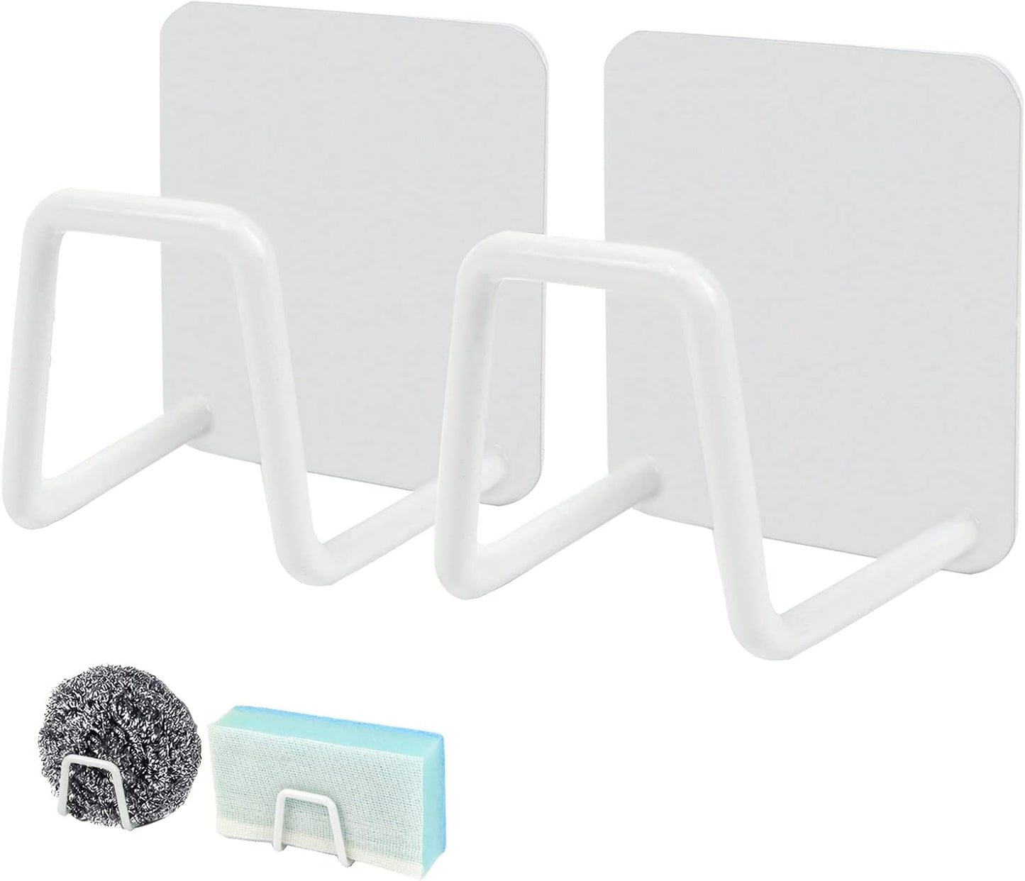 Sponge Holder for Kitchen Sink (2 Pack), Strong Adhesive, SUS304 Stainless Steel