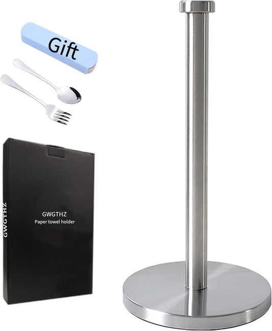 Silver Standing Paper Towel Holder for Kitchen& Bathroom Countertop,Under Counter, Table Or BBQ