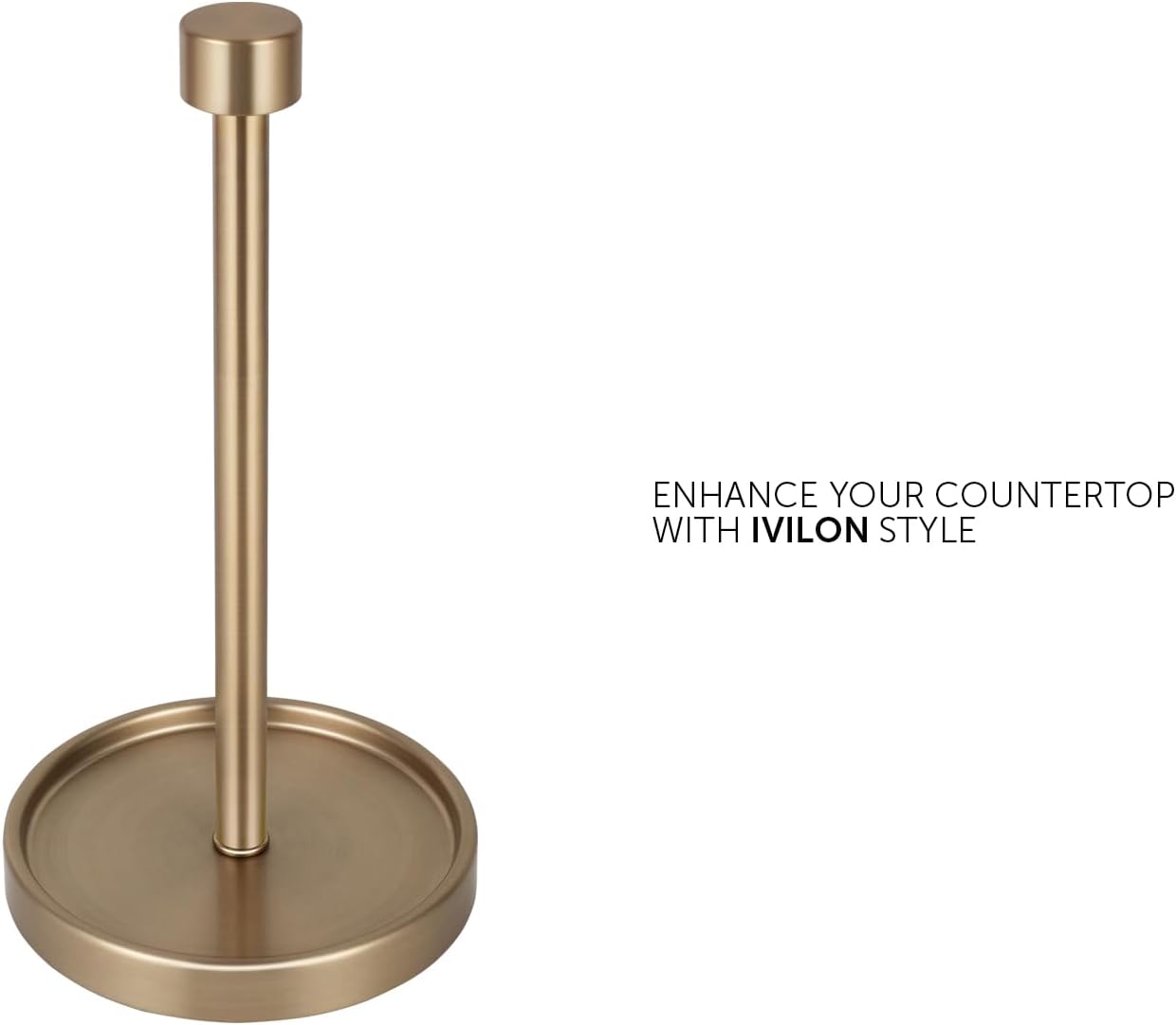 Countertop Paper Towel Holder - Modern End Cap Minimalist Design - Color Warm Gold