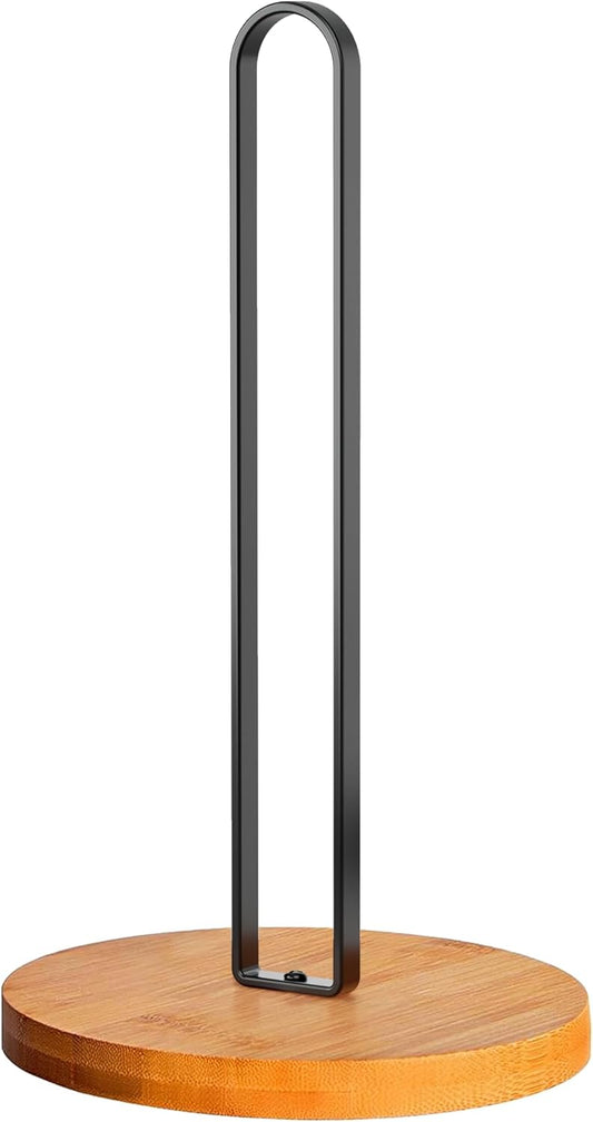 Wooden Paper Towel Holder Countertop, Kitchen-Towel-Holder FreeStanding with Non-Slip Base for Bathroom