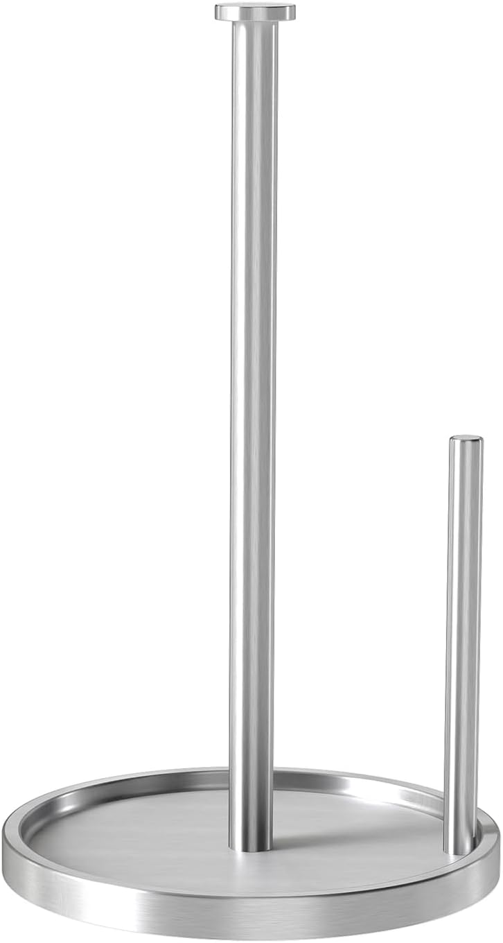 Paper Towel Holder Countertop, Standing Paper Roll Holder with Anti Slip Weighted Base
