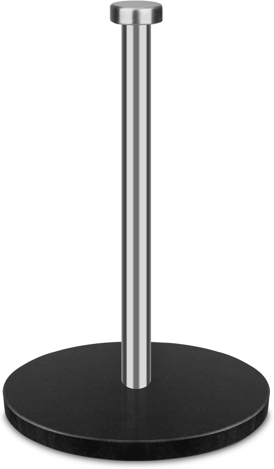 Paper Towel Holder Countertop with 7" Weighted Black Marble Base