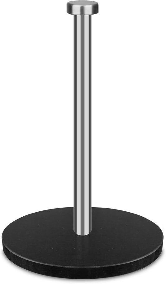 Paper Towel Holder Countertop with 7" Weighted Black Marble Base