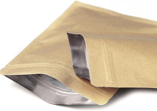 5.5mil Thickness Inner Mylar Foil Kraft Paper Resealable Bags Heat Seal Airtight Pouch for Food Self Selling Storage Supplies (50, 3.1x4.3 inch)