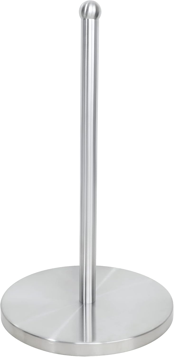Paper Towel Holder,Standing Paper Towel Roll Holder for Standard or Mega Rolls,Paper Towel Stand for Kitchen Counter Bathroom Table,SUS304 Stainless Steel Brushed Nickel