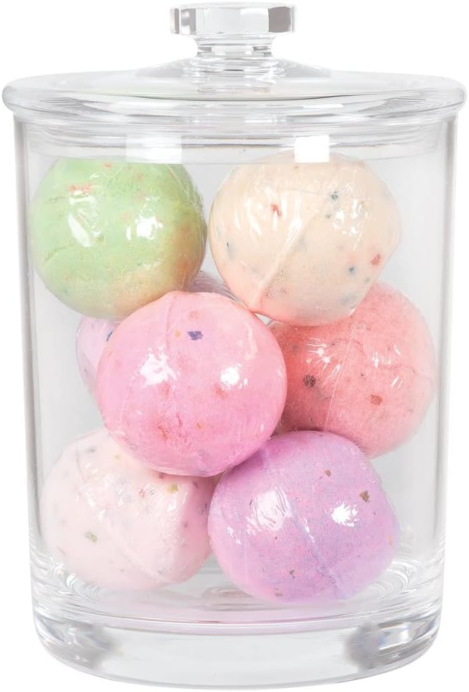 Acrylic Apothecary Jar with Lid, 60 Oz Storage Container for Bathroom, Kitchen and Office