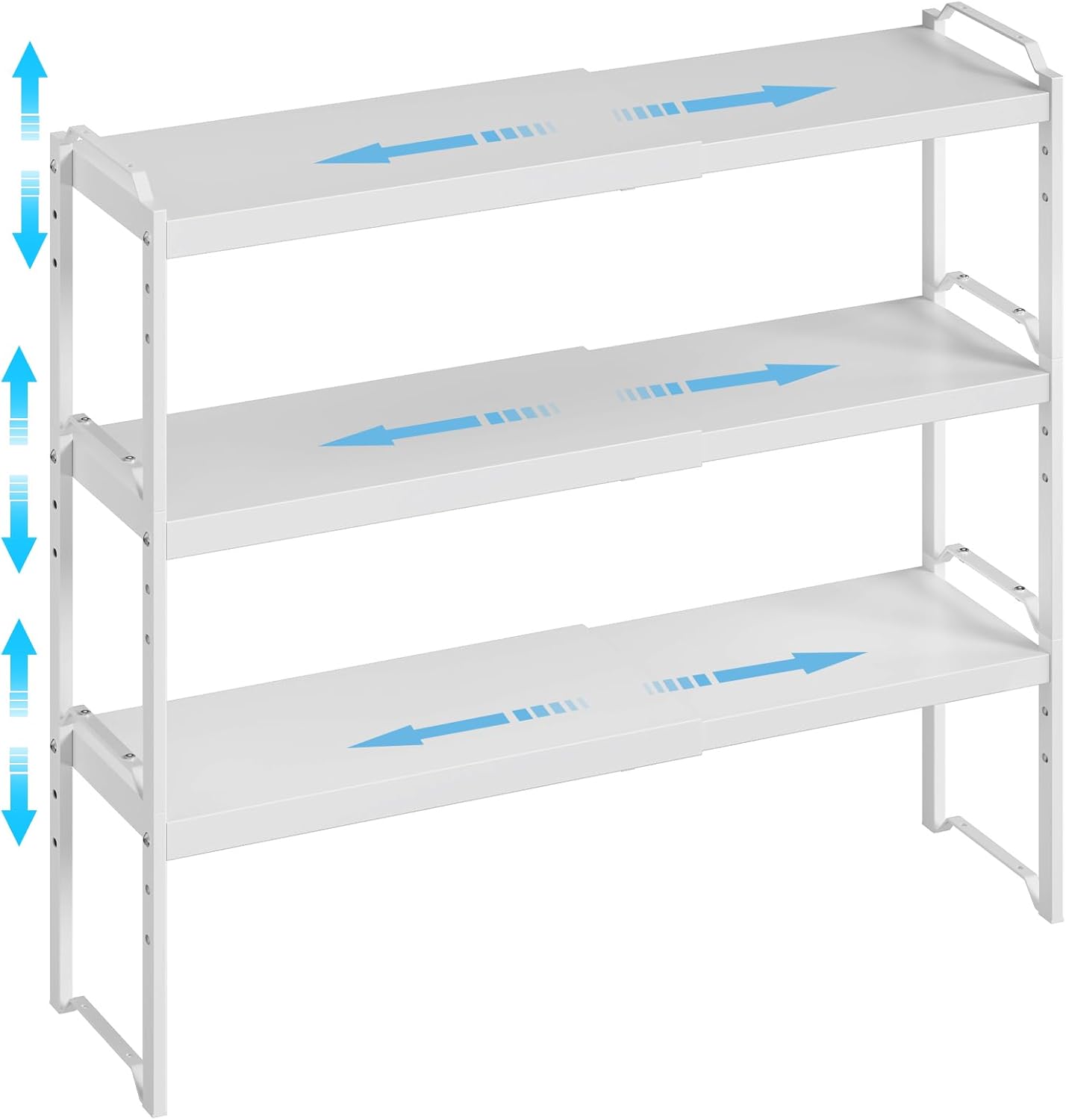 3 Pack Kitchen Cabinet Organizer Shelf, Stackable Expandable Shelves Organizers For Kitchen Cabinet Countertop Storage, Adjustable Counter Cupboard Pantry Organizer Shelf Rack Stand, Length:25.5 Inch