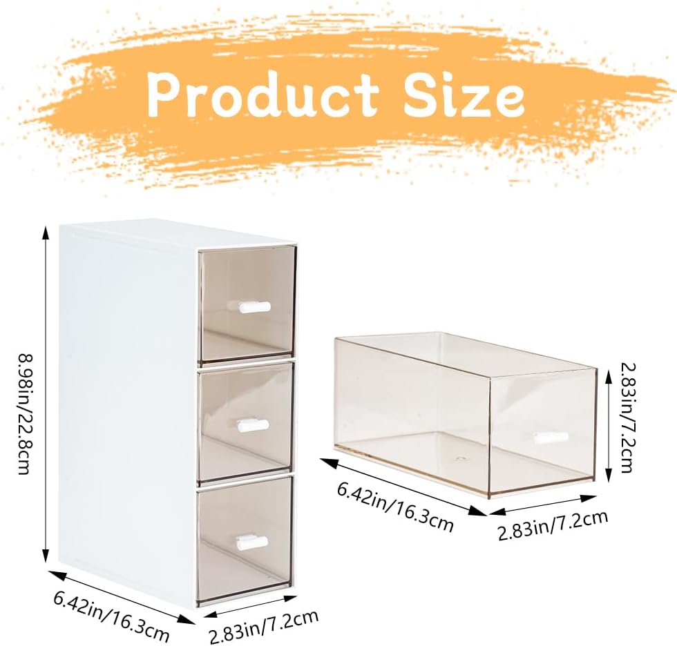 Plastic Tea Bag Organizer, Stackable Acrylic Tea Box with 3 Drawers
