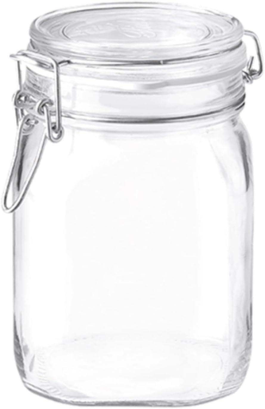 Clear Glass Storage Jars: Airtight Hinged Lid With Leak Proof Gasket