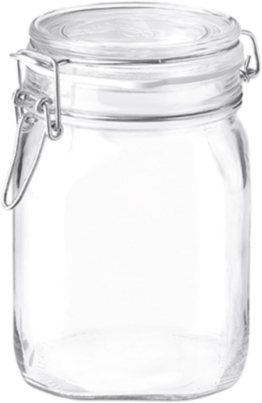 Clear Glass Storage Jars: Airtight Hinged Lid With Leak Proof Gasket