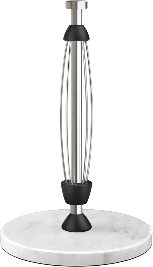 Marble Paper Towel Holder Countertop, Stainless Steel, One-Handed Tear