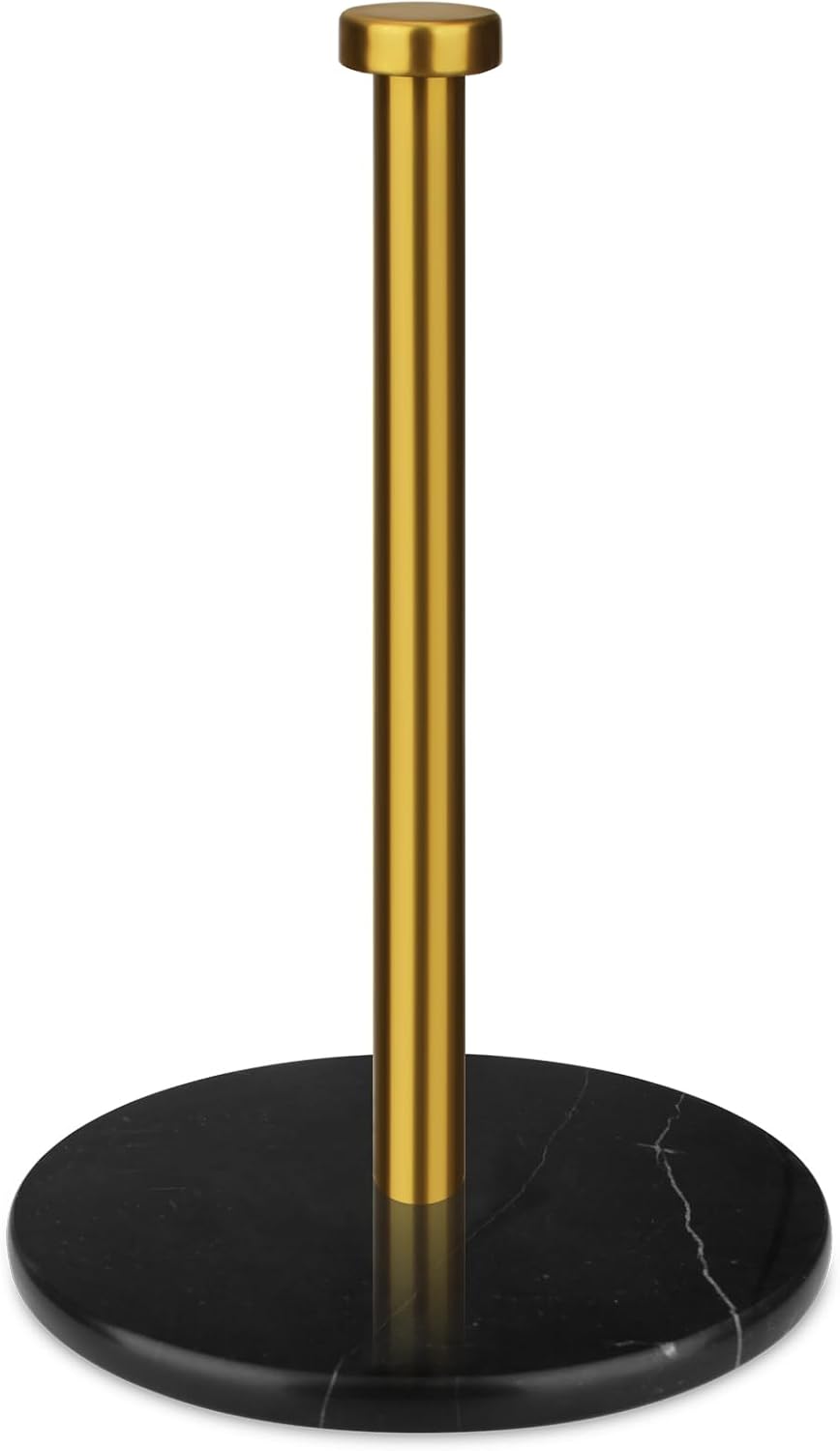 Paper Towel Holder Countertop with 7" Weighted Black Marble Base