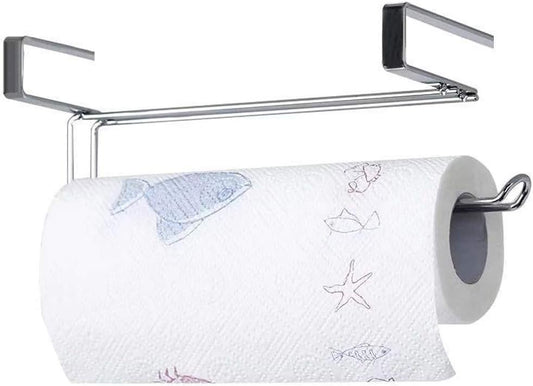 Paper Towel Hanger Holder Stainless Steel Kitchen Roll Paper Towel Holder Tissue Hanger Organizer Rack for Kitchen Under Cabinet Over Door (Paper Towel Holder)
