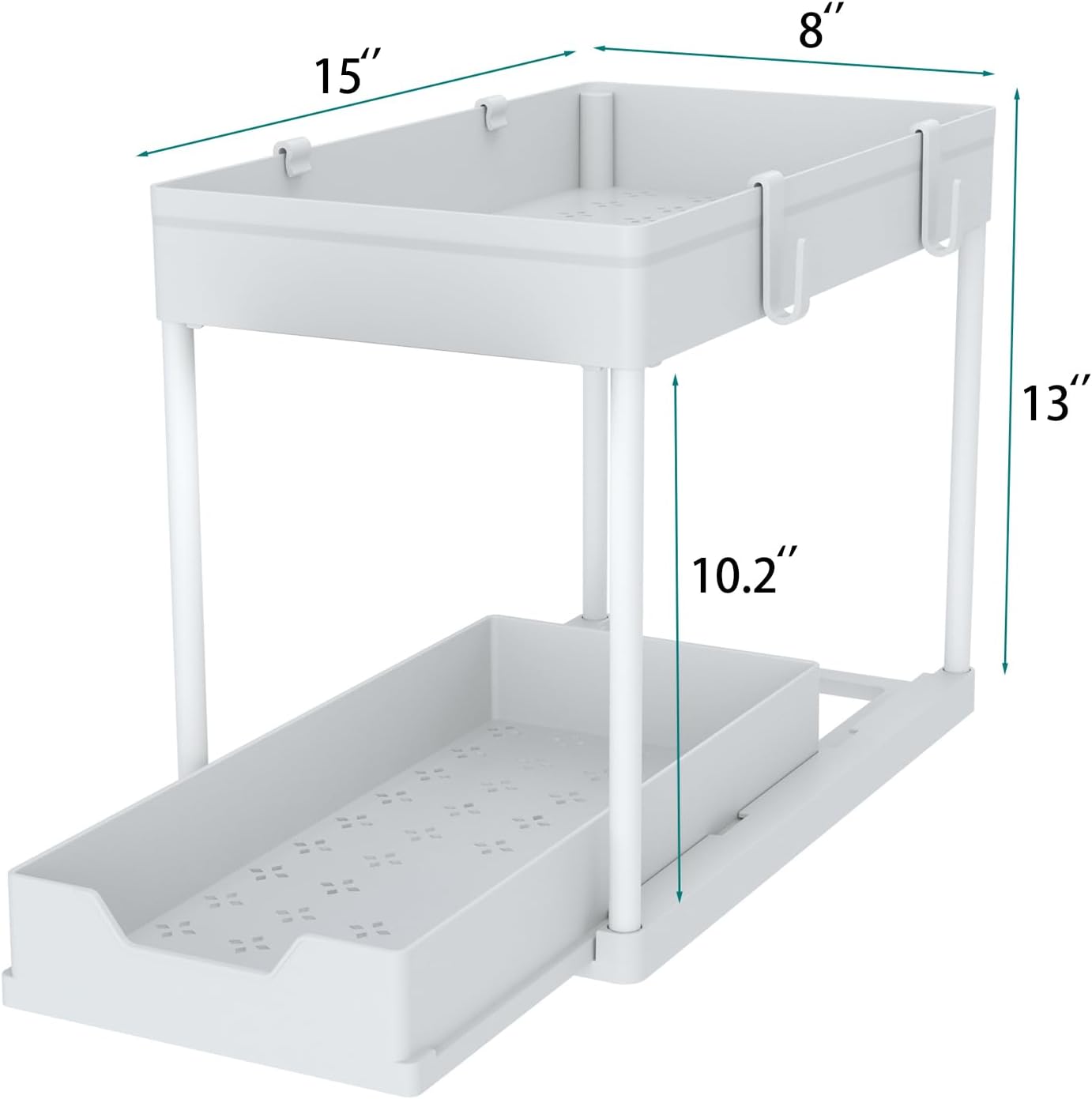 Cabinet, 2 Pack Under Sink Organizer, 2 Tier Sliding Bathroom Kitchen Organizer