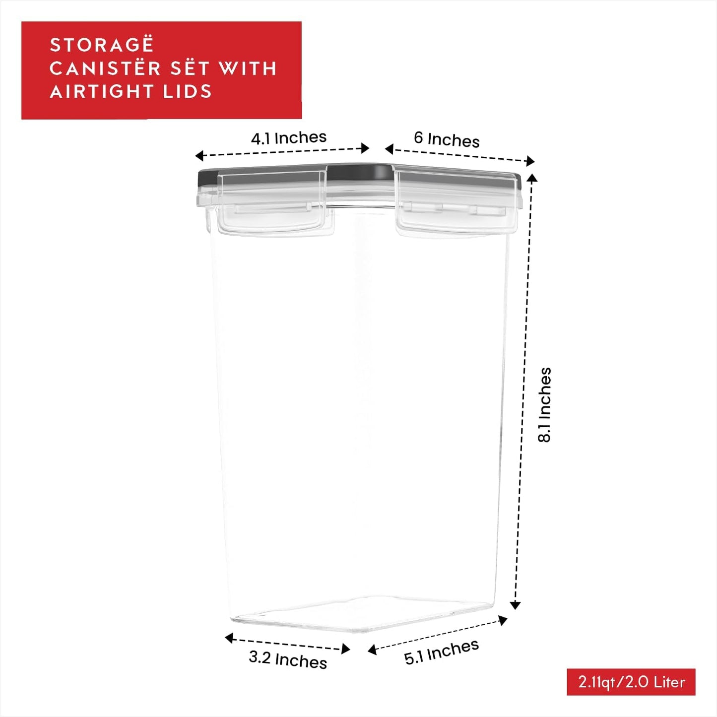 Airtight Food Storage Container Set - 6 Pieces 2.0L