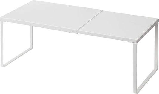Cabinet Shelf Expandable Organizer Riser Rack for Kitchen Pantry Cupboard Under Sink Countertop Home Organization Extra Storage Space Saver Heavy Duty Metal Edgeless Design White
