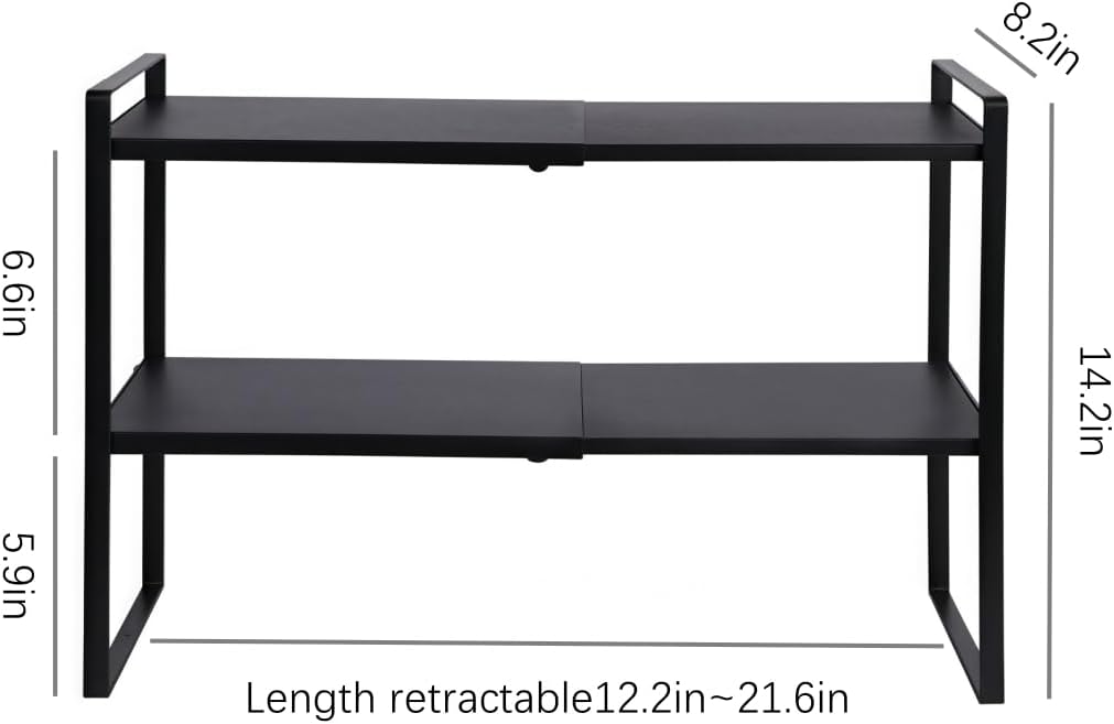 2-Tier Expandable Shelf Organizer for Kitchen Cabinet, Countertop