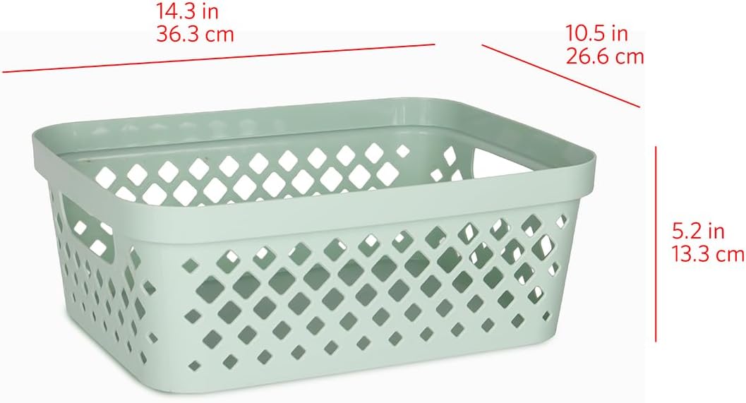 Plastic Storage Basket Set, Value Pack of 6 | Open Storage Bins for Shelves, Bathroom, Pantry