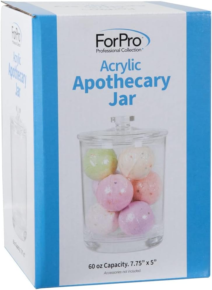 Acrylic Apothecary Jar with Lid, 60 Oz Storage Container for Bathroom, Kitchen and Office