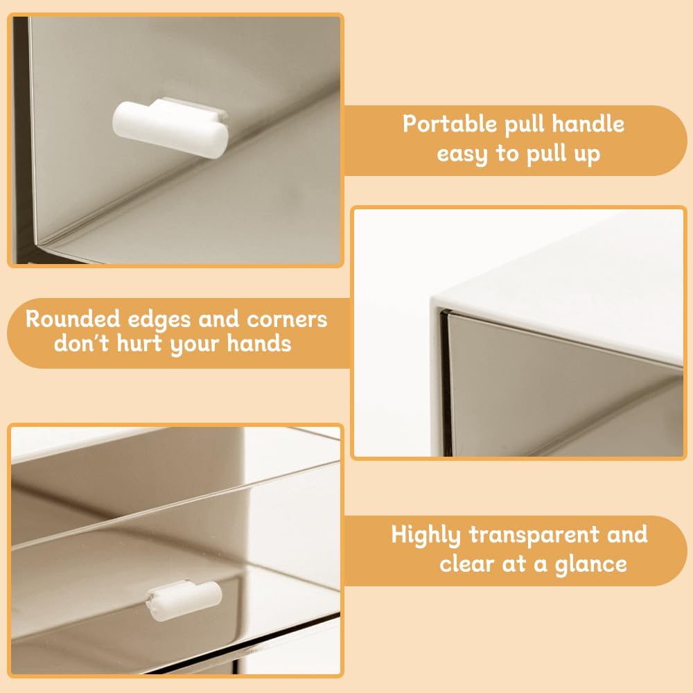 Plastic Tea Bag Organizer, Stackable Acrylic Tea Box with 3 Drawers