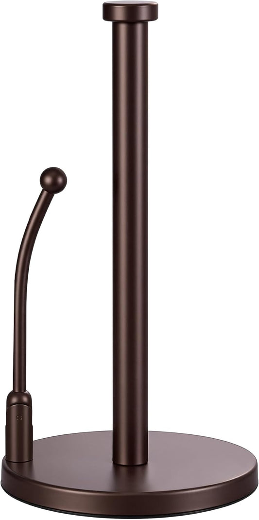 SMARTAKE Paper Towel Holder, Paper Towel Dispenser Standing Weighted Base Non Slip, Spring Arm for Easy Tear, Stainless Steel Paper Towel Holder for Home Kitchen Countertop Tabletop, Bronze